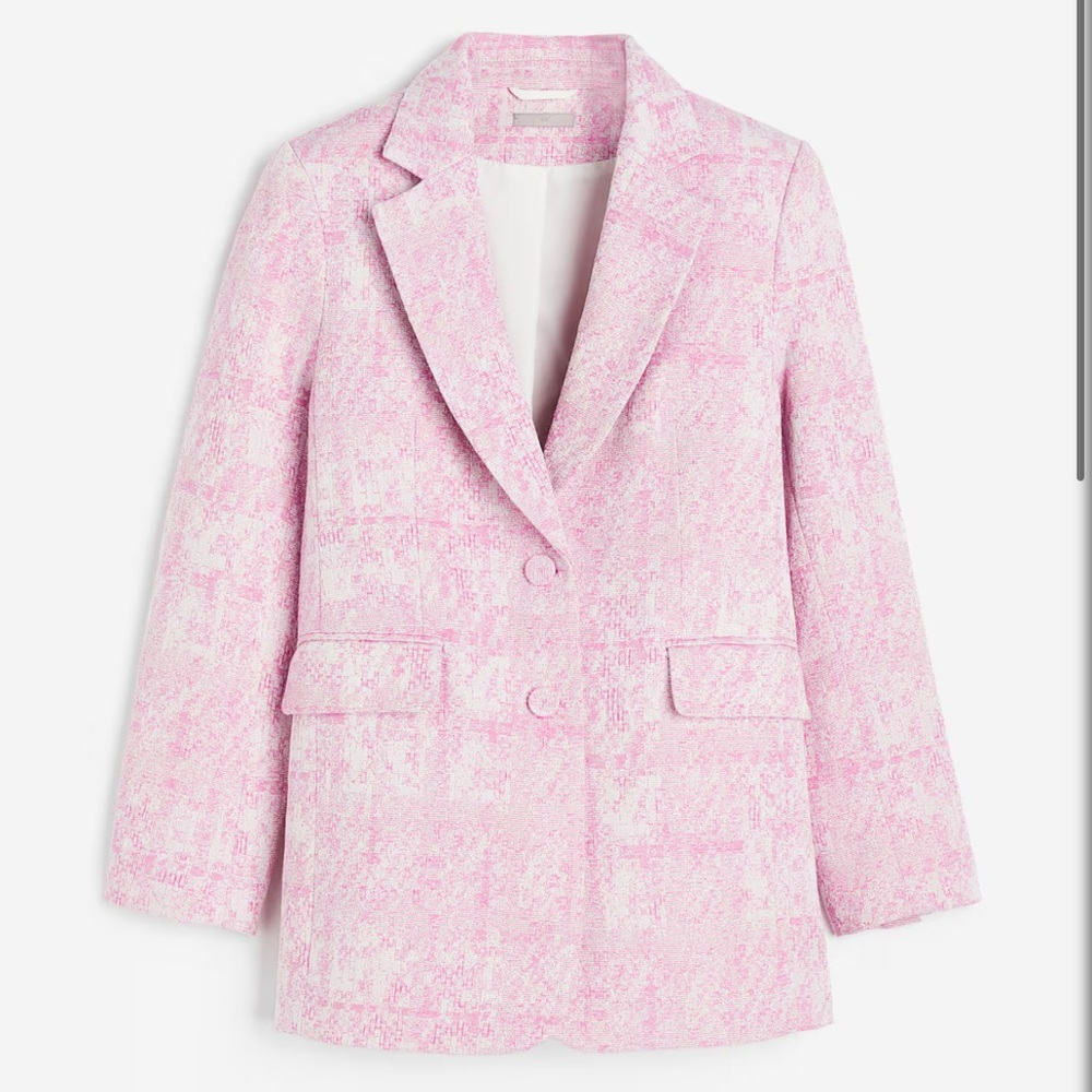 H&M Pink Tailored Blazer with Notched Lapels